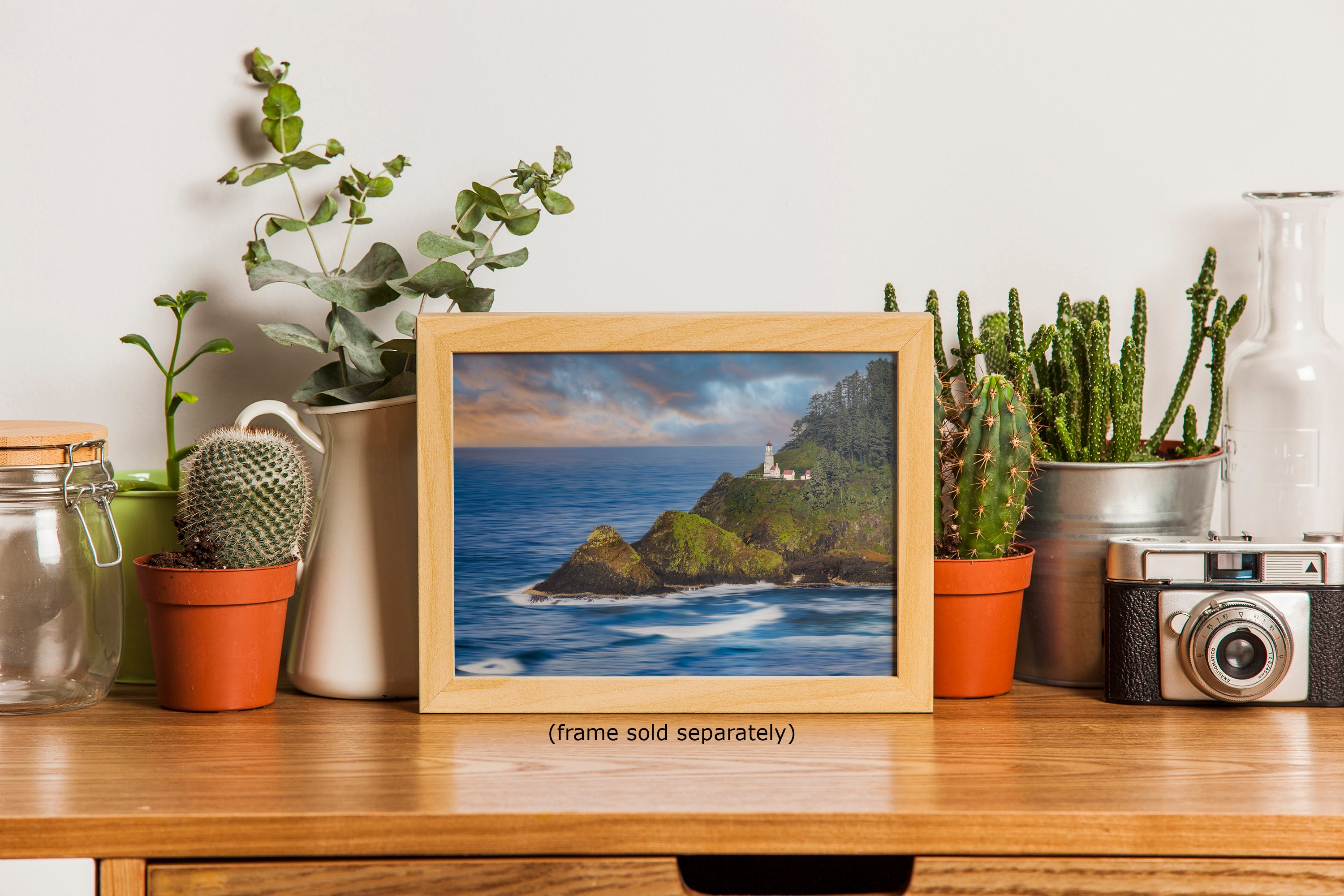 Heceta Head Lighthouse Picture, Oregon Coast Ocean Picture, Pacific Northwest Beach Photo Framed Coastal Decor for Ocean Lovers