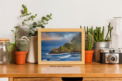 Heceta Head Lighthouse Picture, Oregon Coast Ocean Picture, Pacific Northwest Beach Photo Framed Coastal Decor for Ocean Lovers