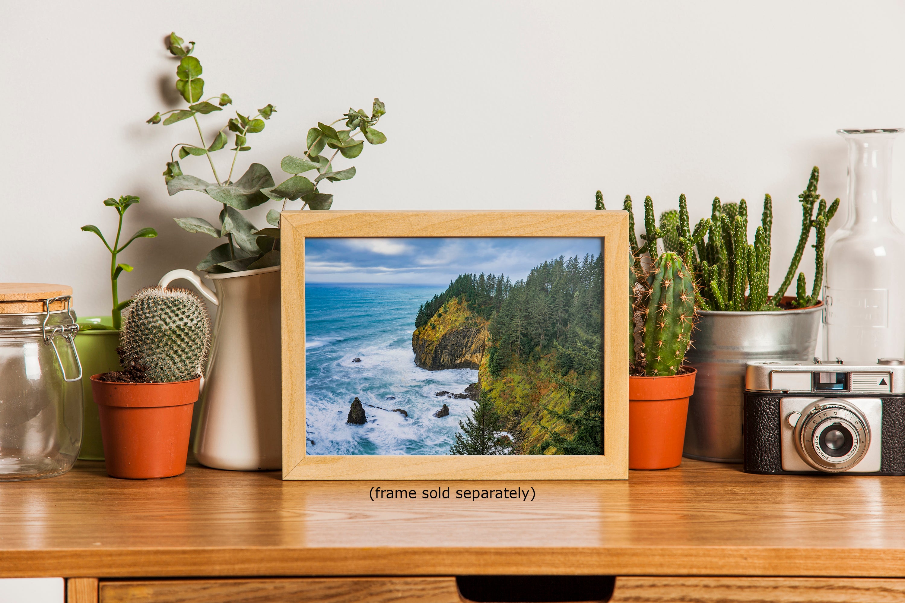 Oregon Coast Ocean Picture, Pacific Northwest Coastline Nature Photo Relaxation Artwork for Meditation, Apartment, Office & House Decor