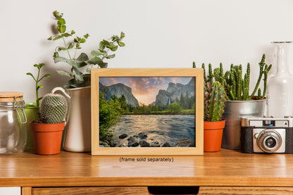 Yosemite National Park Mountain Picture Nature Photo Relaxation Artwork with El Capitan, Bridalveil Falls for Mediation & House Decor