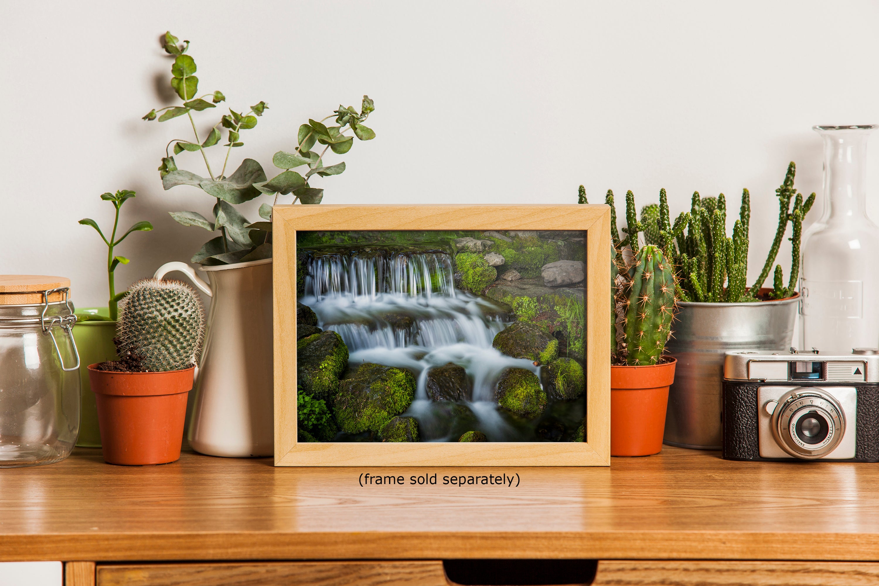 Yosemite National Park Cascading Waterfall Picture Nature Photo Relaxation Artwork for Meditation, Office, Apartment, and House Decor