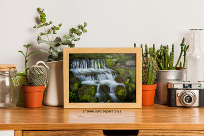 Yosemite National Park Cascading Waterfall Picture Nature Photo Relaxation Artwork for Meditation, Office, Apartment, and House Decor