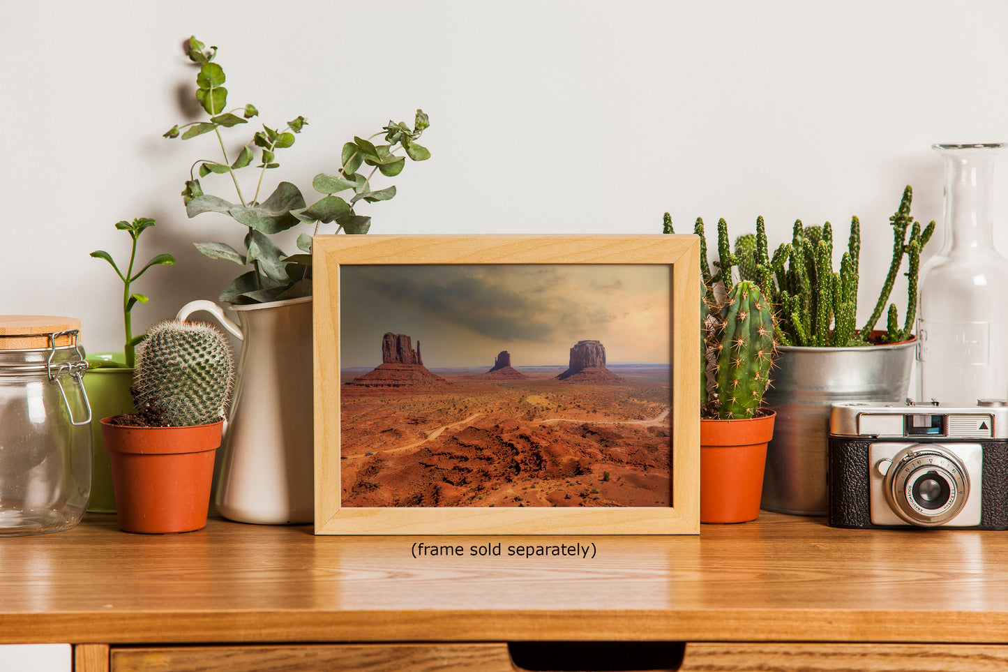Monument Valley Arizona Desert Picture Stormy Nature Photo, Bohemian Style Relaxation Artwork for Meditation, Apartment, Office & House Decor
