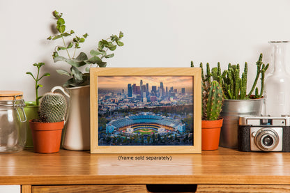 Los Angeles Dodgers Baseball Stadium, LA Skyline Urban Cityscape Photo Art