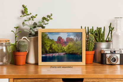 Cathedral Rock with Oak Creek, Sedona Arizona Desert Picture Nature Photo Relaxation Artwork for Meditation, Office, and House Decor