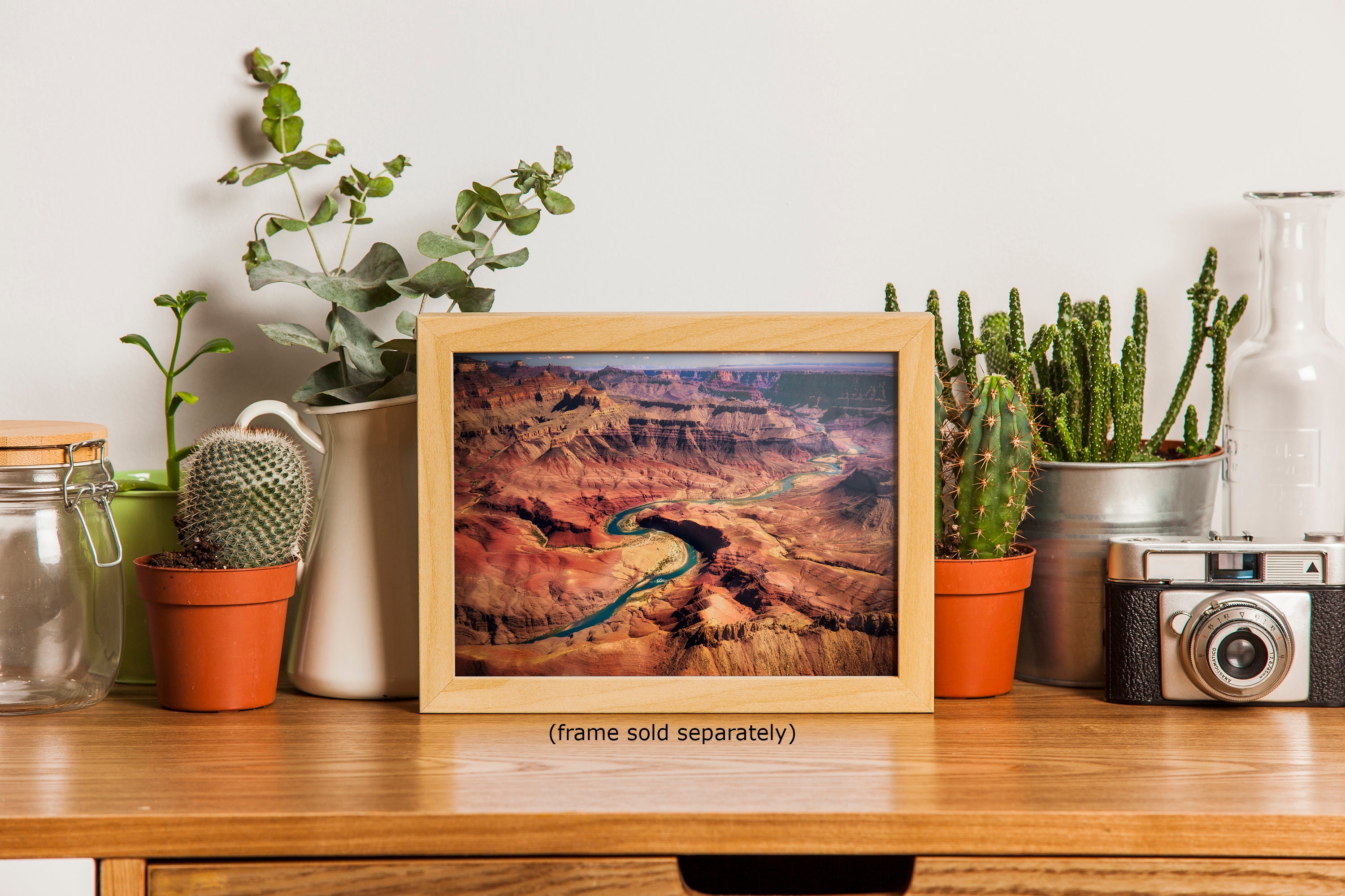 Grand Canyon National Park, Aerial Arizona Desert Picture Nature Photo, Bohemian Style Relaxation Artwork for Meditation, Apartment, Office & House Decor