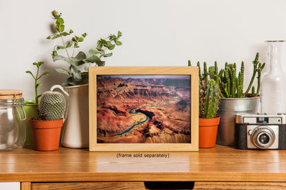 Grand Canyon National Park, Aerial Arizona Desert Picture Nature Photo, Bohemian Style Relaxation Artwork for Meditation, Apartment, Office & House Decor