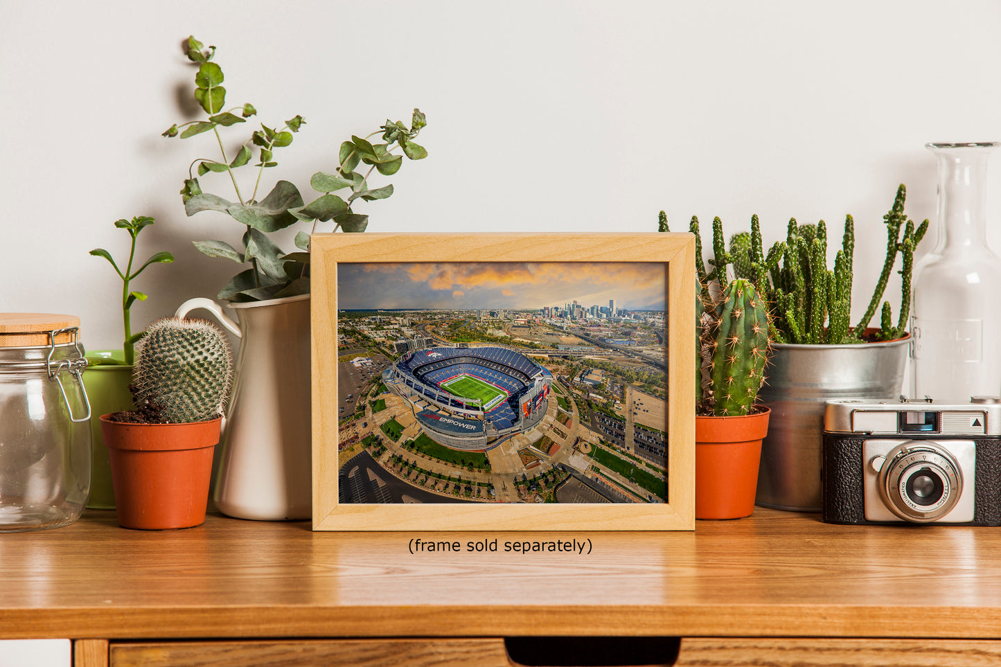 Denver Broncos Football Stadium | Mile High Stadium Denver Colorado Skyline Print | Sports Decor, Man Cave Art