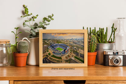 Denver Broncos Football Stadium | Mile High Stadium Denver Colorado Skyline Print | Sports Decor, Man Cave Art