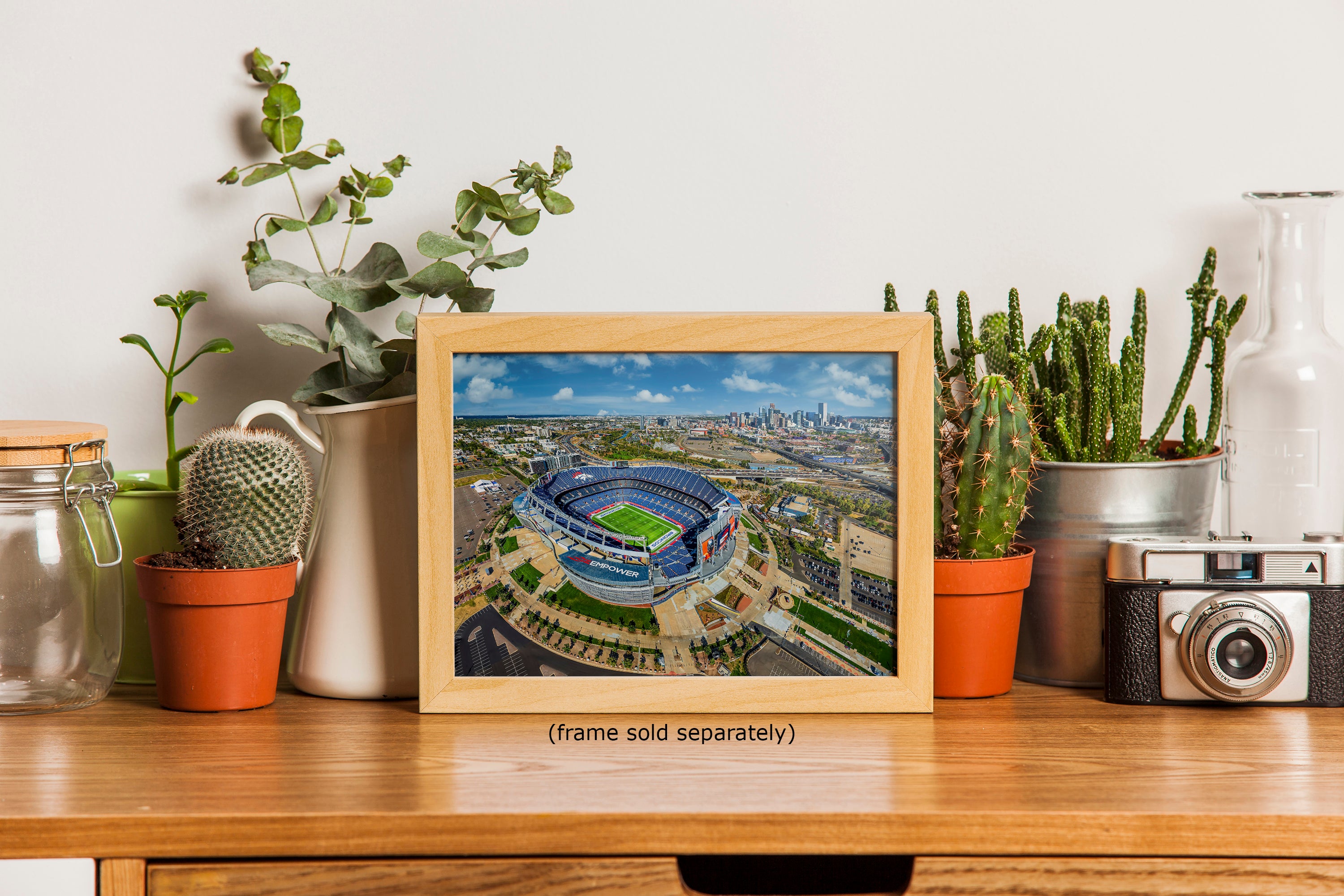 Denver Broncos Football, Mile High Stadium Denver Colorado Skyline Print Sports Decor, Man Cave Art