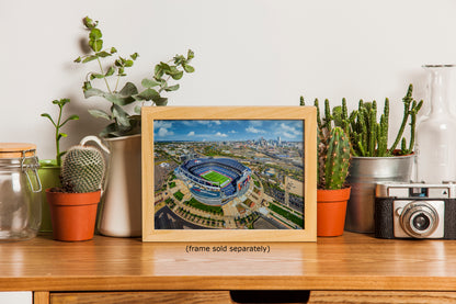 Denver Broncos Football, Mile High Stadium Denver Colorado Skyline Print Sports Decor, Man Cave Art