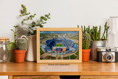 Denver Broncos Football Stadium, Mile High Stadium Denver Colorado Skyline Print, Sports Decor, Man Cave Art