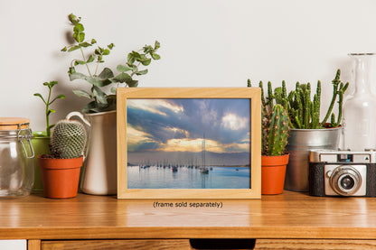 Sailboat Sunrise Morro Bay California Coastline Ocean Picture Nature Photo, Beach Picture Relaxation Artwork, Dorm Room, Office & House Decor