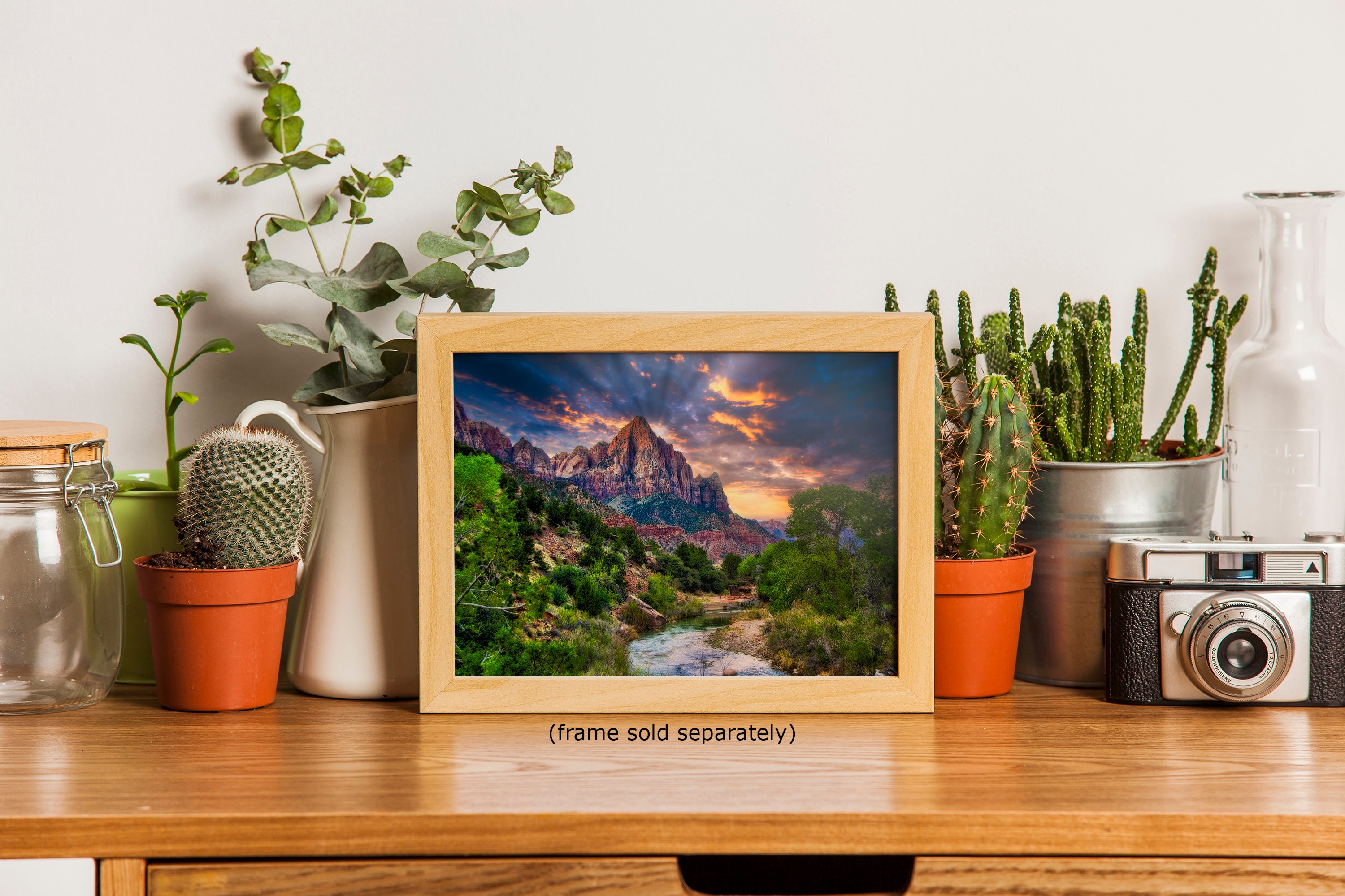 Zion National Park Art, Watchman Mountain Southwestern Desert Picture