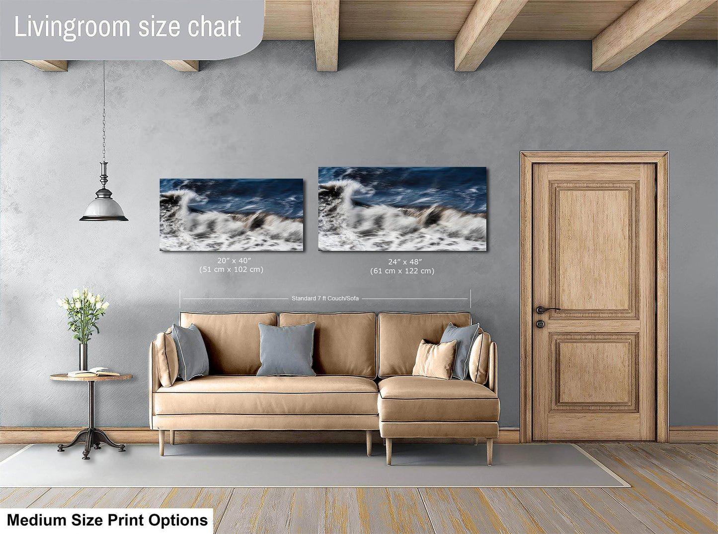 Tranquil Ocean Waves Abstract: Modern Coastal Canvas Art for Beach House - Framed, Metal, or Acrylic