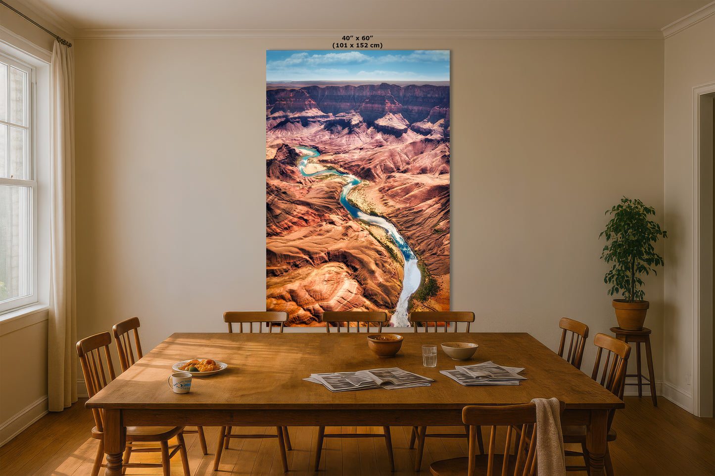Grand Canyon National Park, Arizona Desert Picture Nature Photo with Colorado River, Bohemian Style Relaxation Artwork for Meditation, Office & House Decor