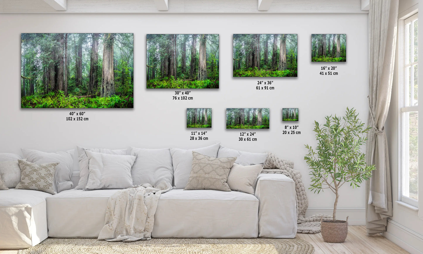 a living room filled with furniture and a white couch