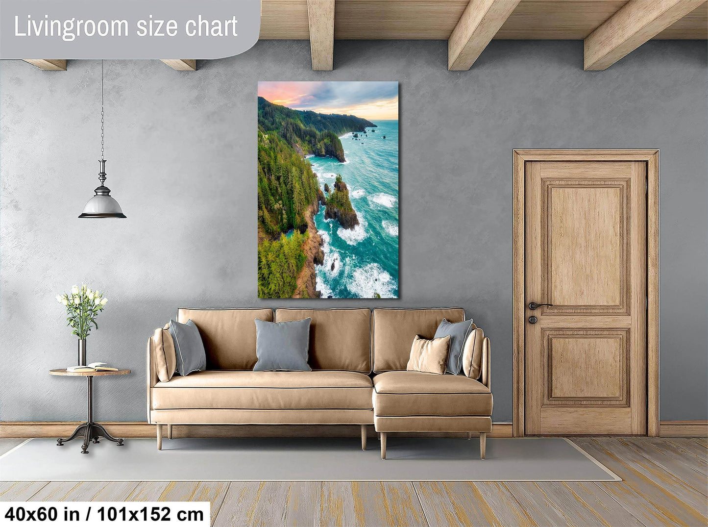 Serene Oregon Coastal Landscape Print: Pacific Ocean Scene Wall Art for Home Decor