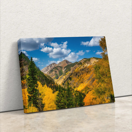 a picture of a mountain range in autumn