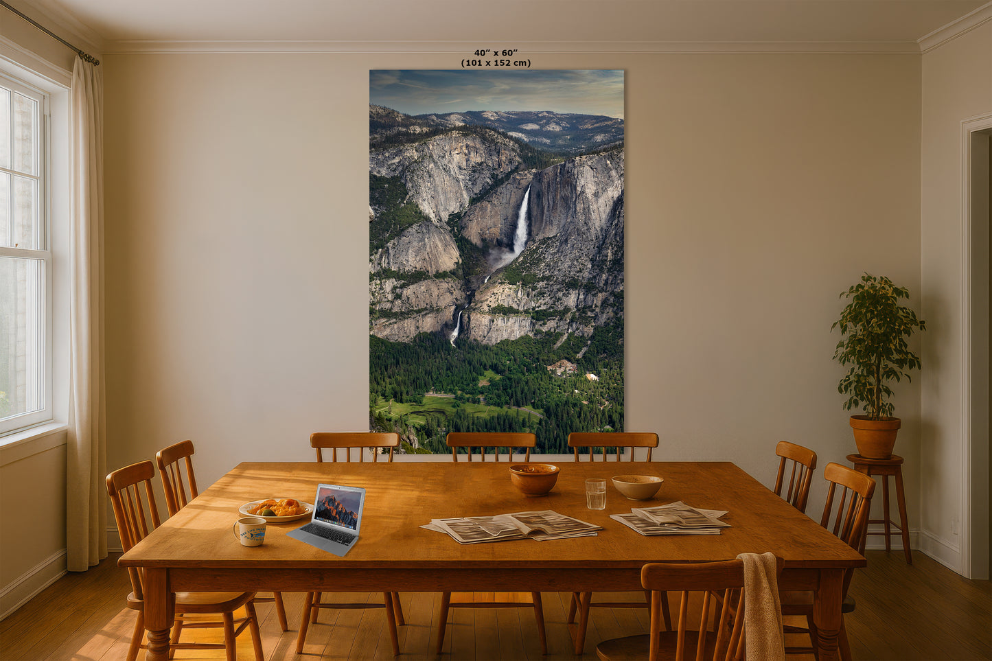 Yosemite Falls Glacier Point National Park Nature Photo Relaxation Artwork for Meditation, Office, Dorm, Apartment, and House Decor