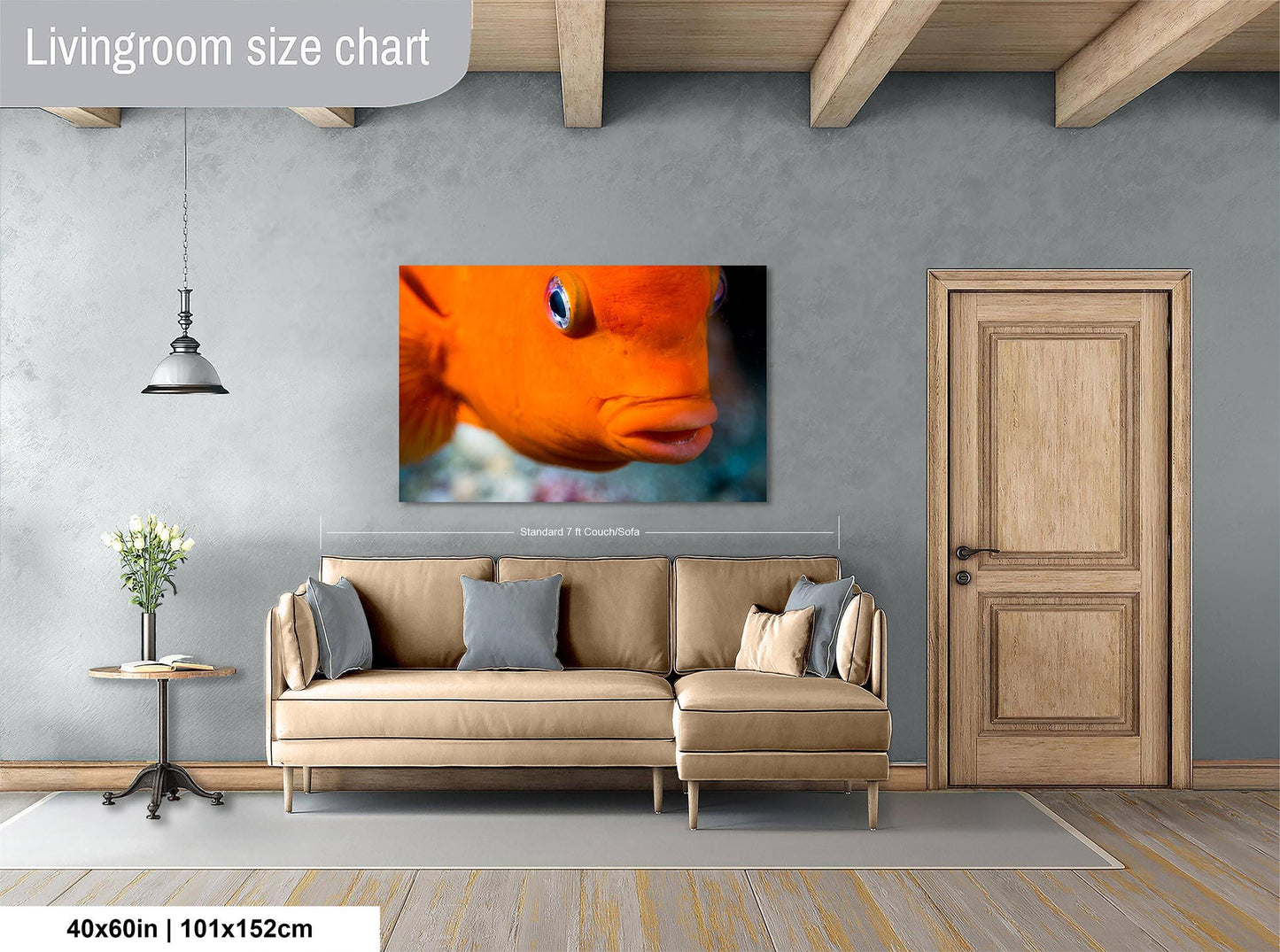 Vibrant Garibaldi Fish Underwater Photo Print - Ocean Wall Art for Marine Life Enthusiasts