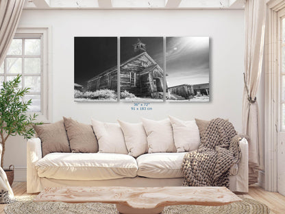 Old West Ghost Town Decor from Church in Bodie, California, Black & White Rustic Cowboy Art, Western Art Wall Pictures in Paper/Canvas/Metal