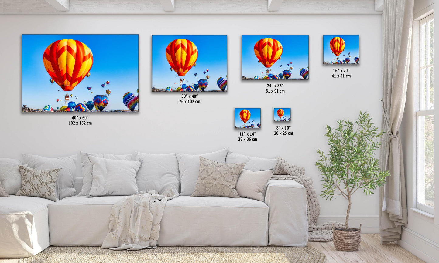 Hot Air Balloon Art, Albuquerque Balloon Festival Decor, New Mexico Art Print, United Kingdom Flag Balloon in Paper/Canvas/Metal