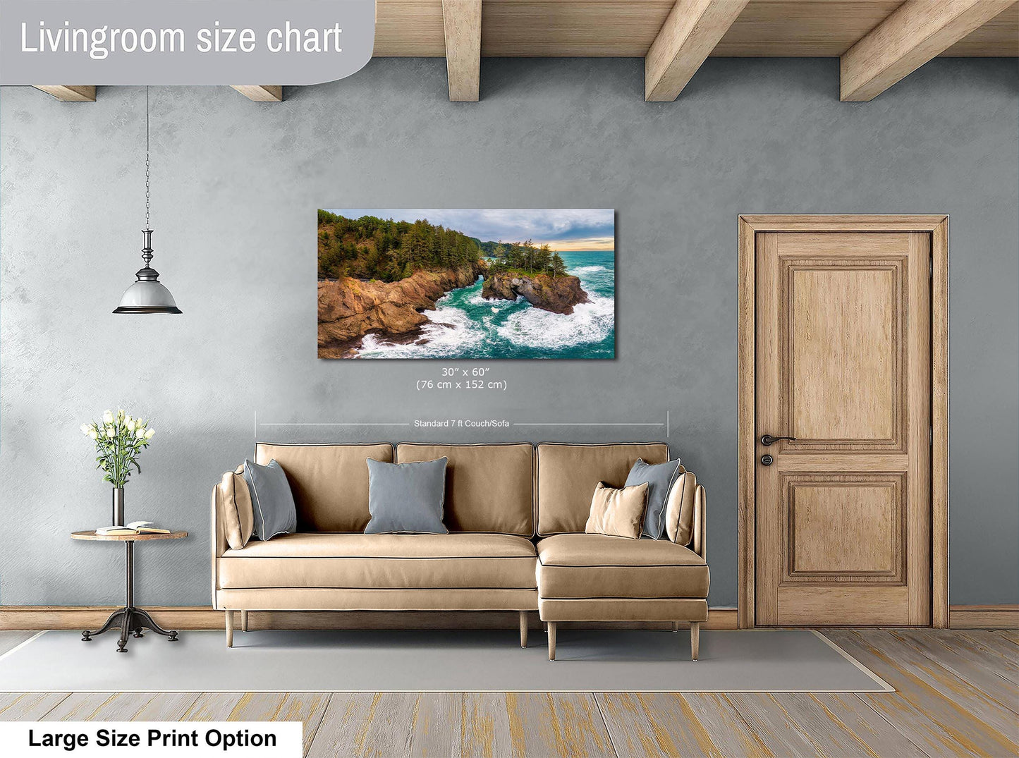 Oregon Coast Scenic Landscape Art Print: Framed Ocean Wall Decor for Home & Office