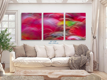 Fall Leaves Abstract Art, Dynamic Red & Pink Minimalist Wall Décor, Modern Impressionist Art, Motion Blur Photograph