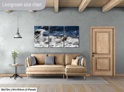 Tranquil Ocean Waves Abstract: Modern Coastal Canvas Art for Beach House - Framed, Metal, or Acrylic