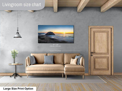Morro Bay California Coastline Ocean Picture Nature Photo Panorama, Morro Rock Coastal Relaxation Artwork, Dorm Room, Office & House Decor