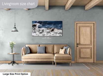 Tranquil Ocean Waves Abstract: Modern Coastal Canvas Art for Beach House - Framed, Metal, or Acrylic