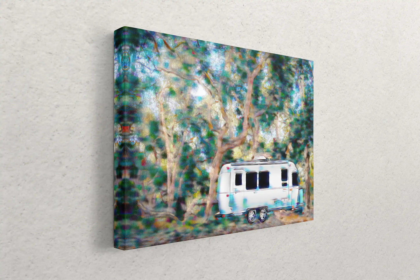 Airstream Under a Coast Live Oak Tree Art Canvas hanging on wall