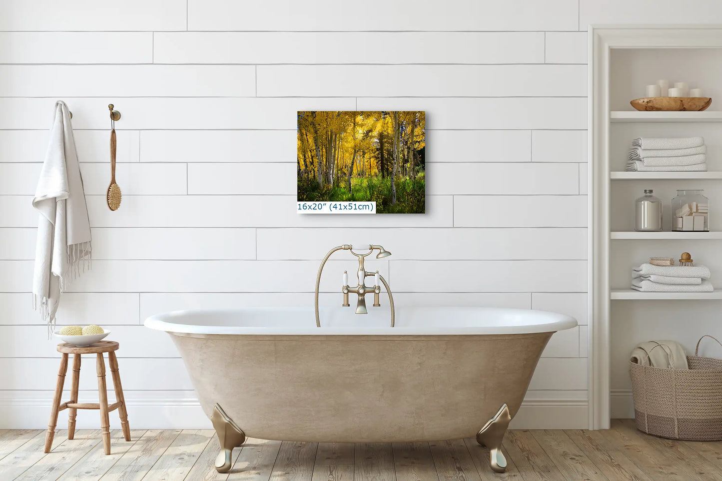 Fall Aspen Trees from Duck Creek, Utah in 16x20-inches over bathroom tub