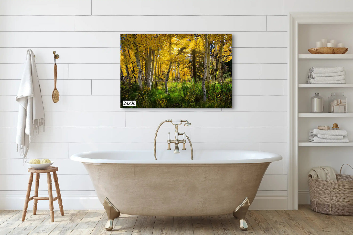 Fall Aspen Trees from Duck Creek, Utah in 24x36-inches over bathroom tub