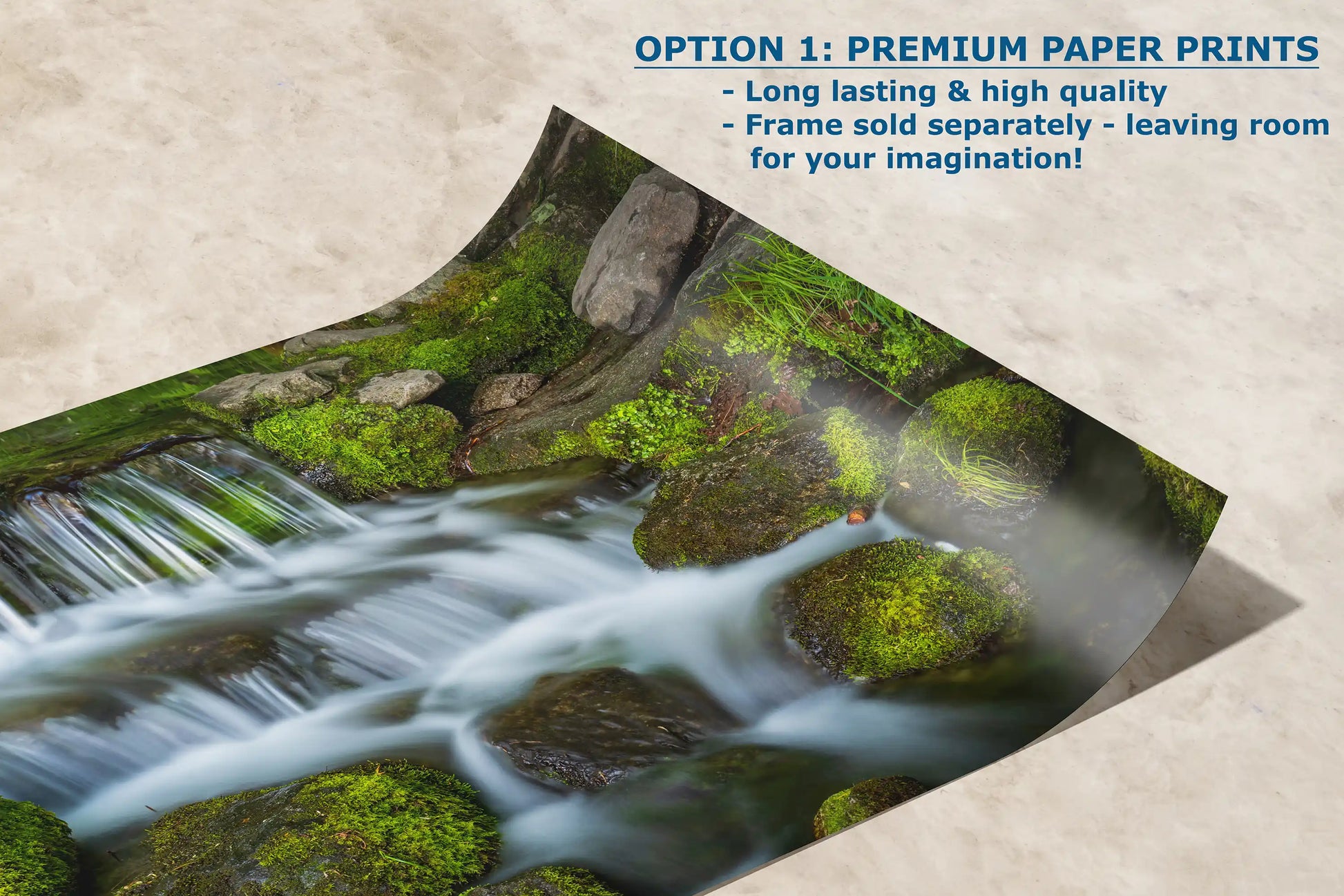 Premium paper print of Fern Creek Waterfall in Yosemite National Park with detailed view of the waterfall.