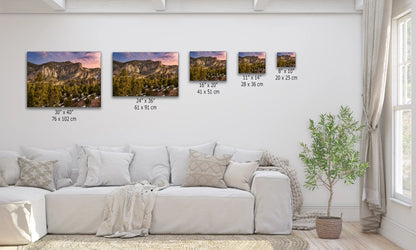 Decorative art canvases in varying sizes display Fletcher Peak at Mt Charleston, each piece a tribute to natural splendor and meditative calm, designed to harmonize with and enrich living spaces.