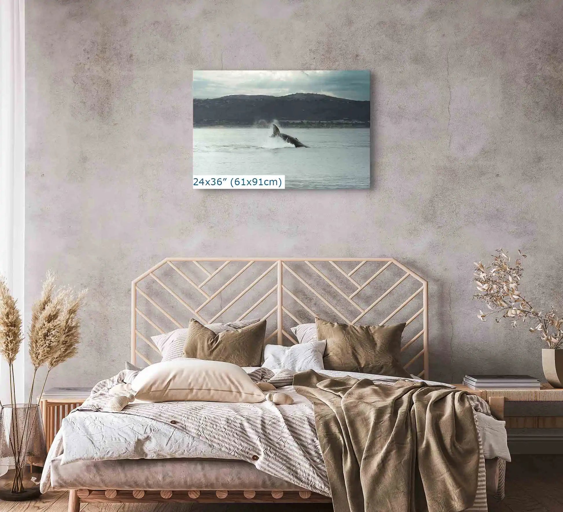 Humpback Whale Fluke as canvas wall decor 24x36-inch in bedroom