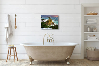 Lone Cypress Photograph Wall Decor shown in 16x20 over a bathroom tub