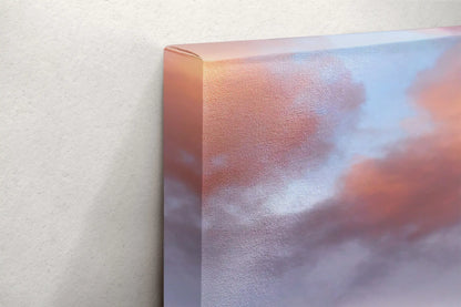 Corner view of vibrant canvas art with a sky at dusk, its colors wrapping seamlessly around the edge, inviting a contemplative gaze into Lone Pine Peak through Mobius Arch.