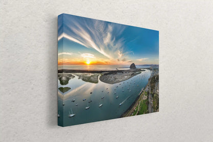 Detailed view of the back of a Morro Bay canvas print, highlighting the sturdy frame and hanging hardware, ready for display in any ocean lover's space.