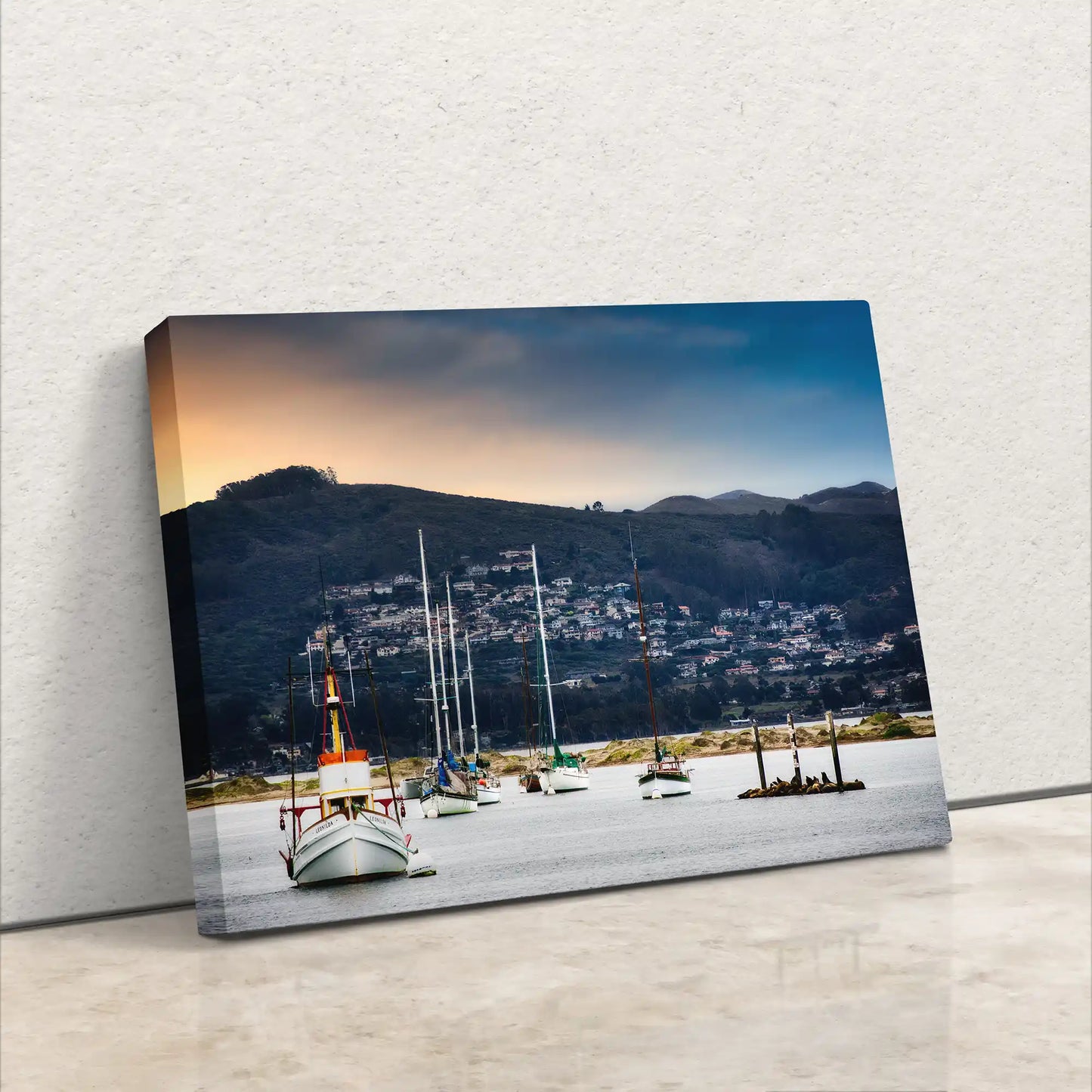 Sailboat Nautical Wall Art Coastal Decor in Boat Harbor