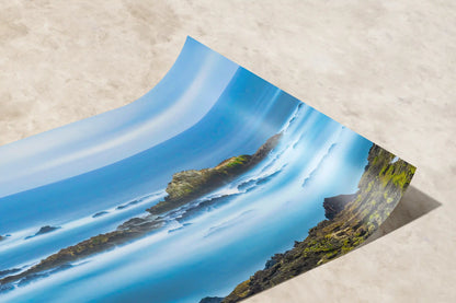 A close-up of a premium paper print detail, capturing the textured essence of Point Lobos' rocky coastline.