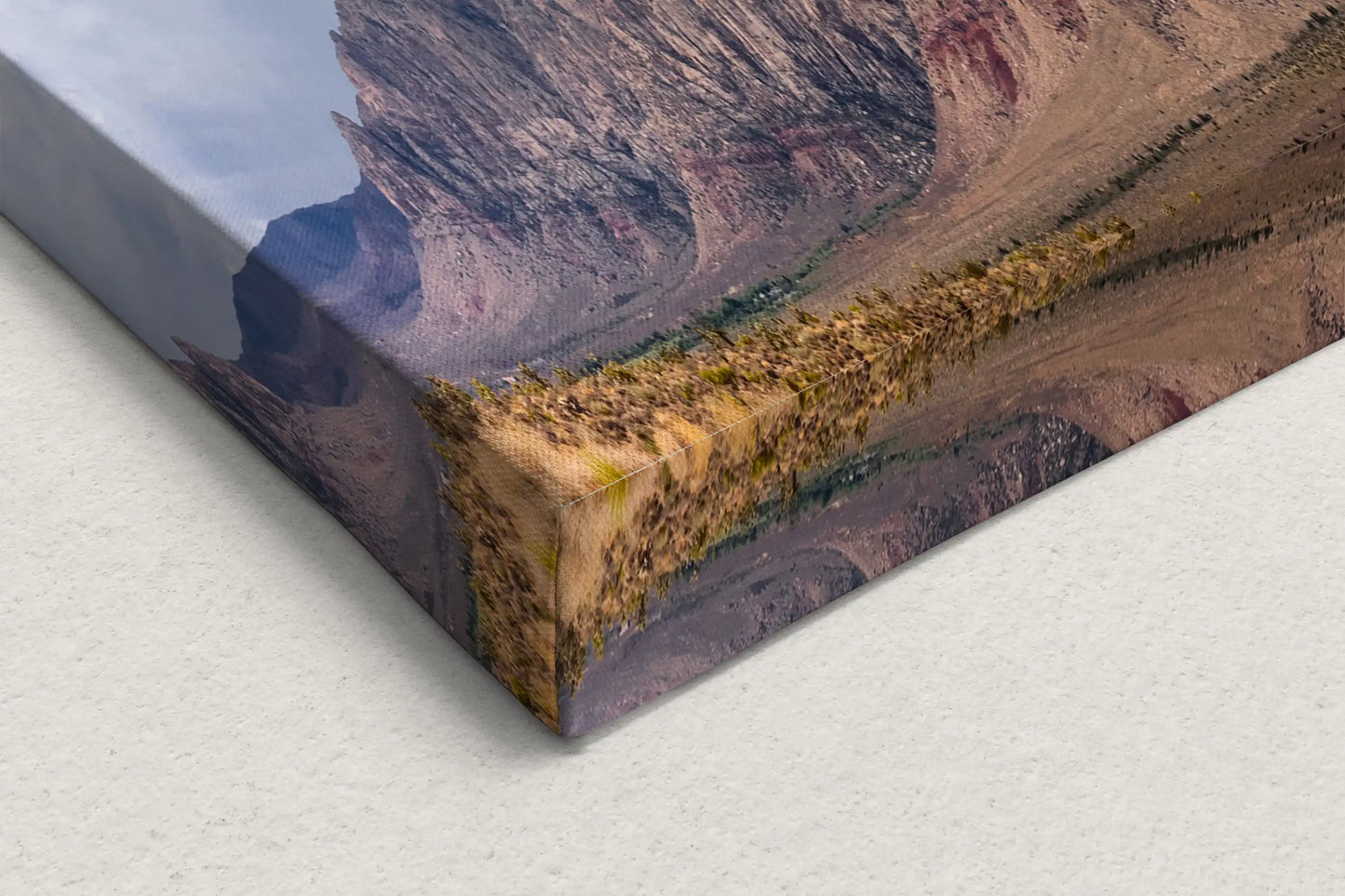 Edge detail of a Red Rock Canyon canvas print, showing the image continuation around the side for a gallery-wrapped look.