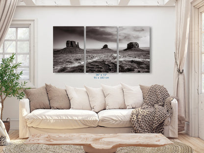 Monument Valley Black and White Boho Wall Art Photography Print, Modern Southwest Desert Print in Paper/Canvas/Metal