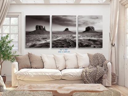 Monument Valley Black and White Boho Wall Art Photography Print, Modern Southwest Desert Print in Paper/Canvas/Metal