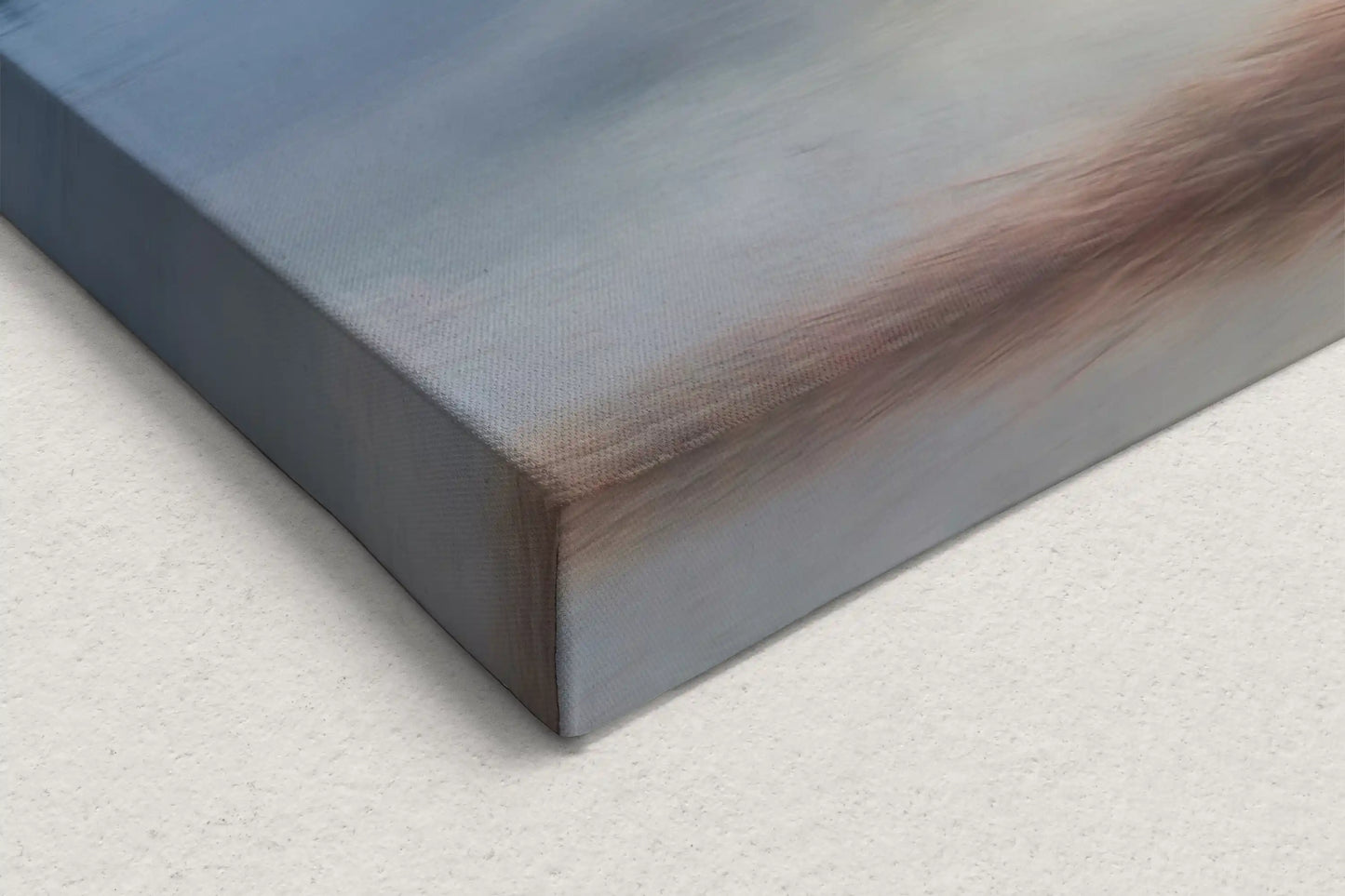 Edge detail of a canvas wall art capturing the serene reflections of Yellowstone Lake Forest during a stormy sunrise.