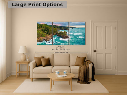 Oregon Coast Ocean Picture, Pacific Northwest Rocky Coastline Nature Photo Relaxation Artwork for Meditation, Apartment, Office & House Décor
