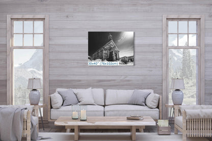 Old West Ghost Town Decor from Church in Bodie, California, Black & White Rustic Cowboy Art, Western Art Wall Pictures in Paper/Canvas/Metal