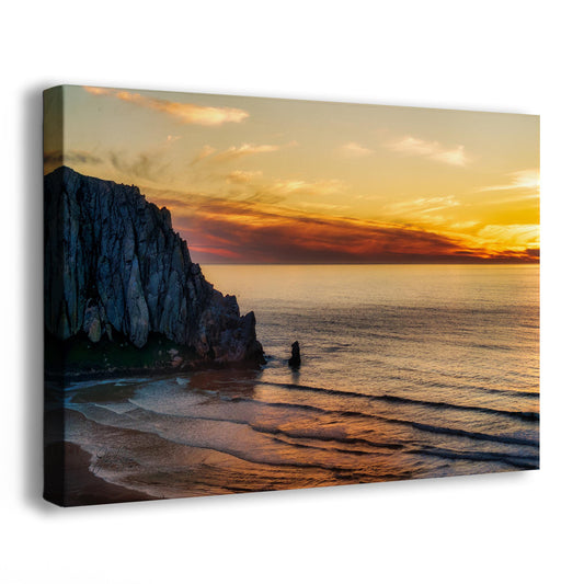 Morro Bay California Coastline Ocean Picture Nature Photo, Morro Rock Aerial Sunset Coastal Relaxation Artwork, Dorm Room, Office & House Decor